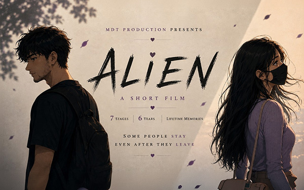 A cropped version of a poster for the short film Alien