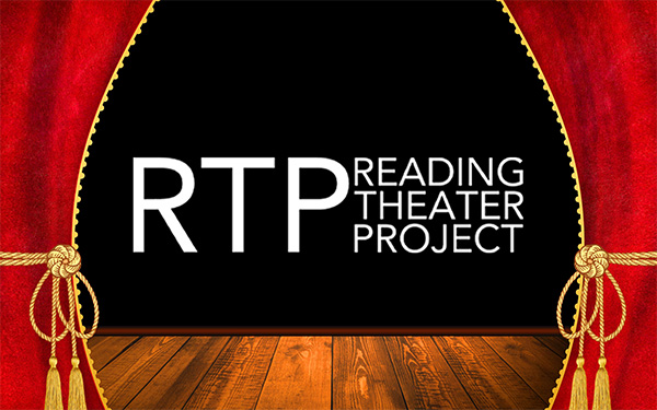 Graphic showing the Reading Theater Project logo with red theater curtains and a stage